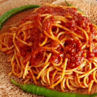 7. Spaghetti with Injera