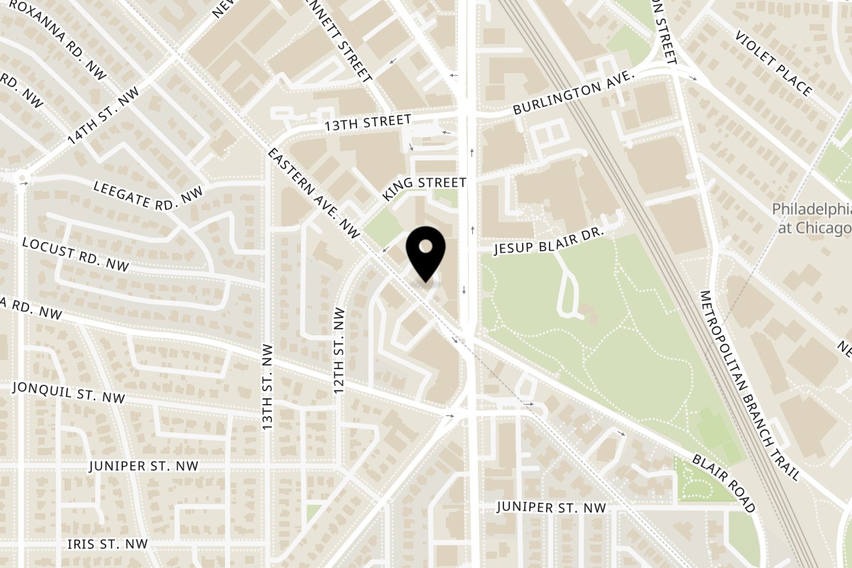 Map showing the location of Rohobot Ethiopian Restaurant on 7833 Eastern Ave NW in Washington